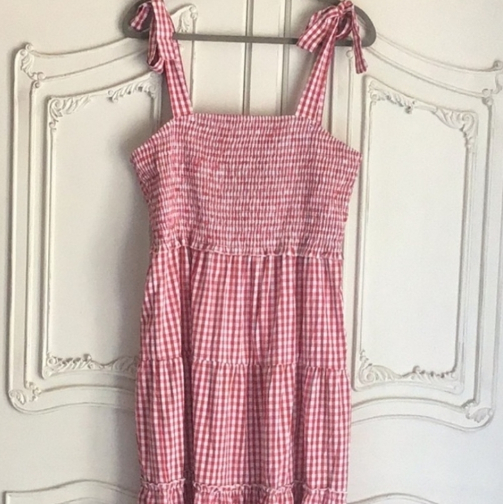 Red White Gingham bow tie dress size 3x